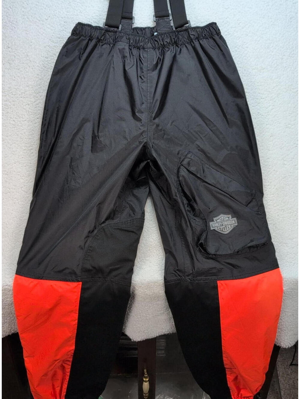 Harley Davidson Hi-Vis Motorcycle Waterproof Overalls Bib Pants Mens L Stirrups - Picture 2 of 14